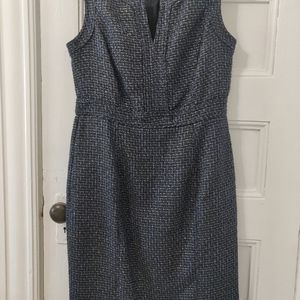 Liz Claiborne Womens KNIT Dress Size 10 Blue Gold Pockets Knit A-